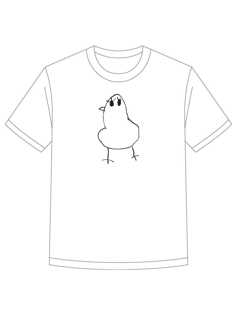 胸元にらくがきを配置したTシャツの着用イメージ(1)